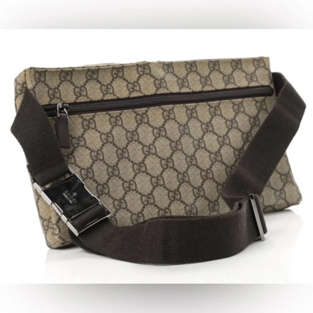 Gucci GG Monogram Double Pocket Belt Bag Dark Brown - used/shows wear - Picture 3 of 12